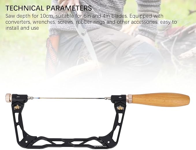 Luqeeg Coping Saw Kit, Woodworking U Shaped Aluminum Curved Hand Saw with Wooden Handle for Ceramics Wood PVC
