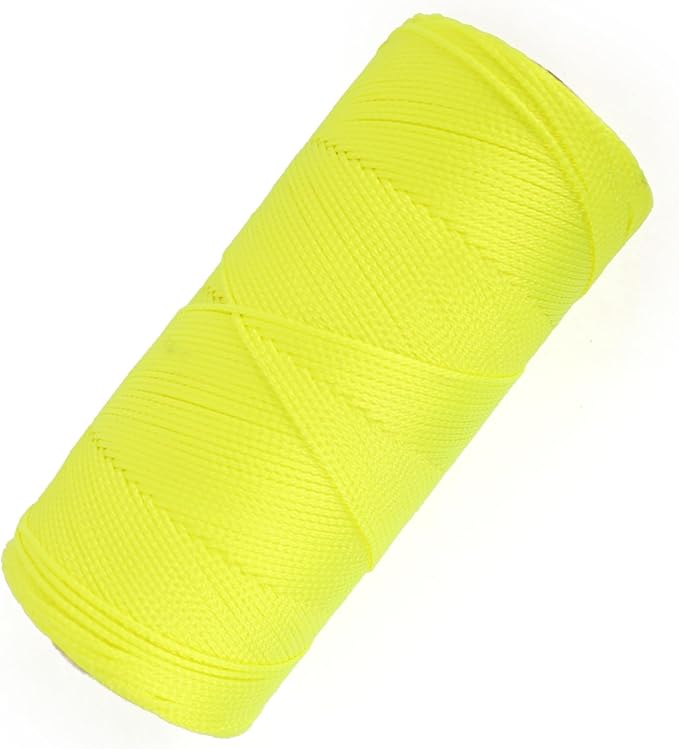 MERIANE Mason Line, 1000 Ft #18 Braided Nylon String Twine, Premium String for Masonry Jobs, Construction, Gardening, Net Making and Mending, DIY Projects, Fluorescent Yellow