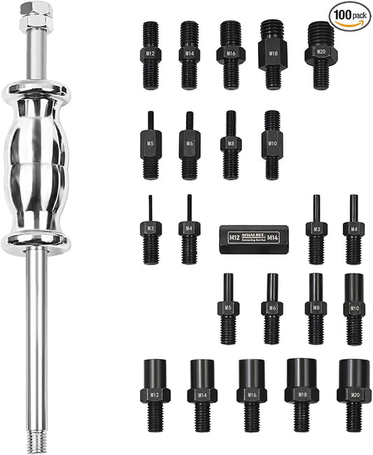 24-Piece Slide Hammer Set, Dowel Pin Puller - Remove Bushings, Bearings, Dowel Pins, Seals, and Frozen Parts with Attachments