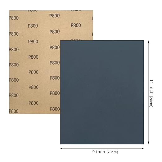9 x 11 Inch 15pcs Wet Dry Sandpaper, 800 Grit Waterproof Abrasive Sand Paper, Silicon Carbide Sandpaper Sheets for Metal Wood, Auto Polishing