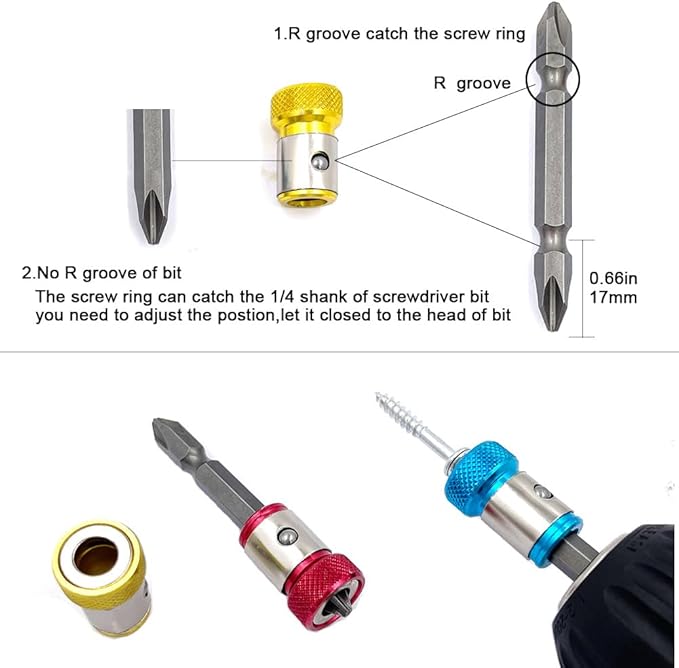3 Pieces Magnetic Screw Ring With 3 Pieces Ph2 Screwdriver Bit Set 65/100/150mm,Magnetizer Screw Removable For 1/4 Inch/6.35mm Hex Screwdriver and Power Bits (MIX)