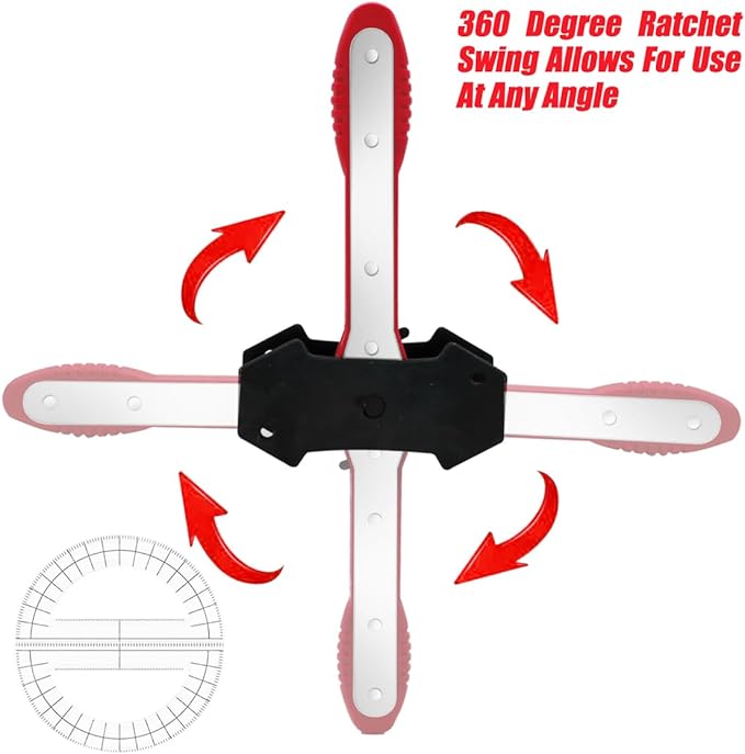 Brake Tool, Brake Caliper Compression Tool with 360 Degree Swing Ratchets, Brake Caliper Tool with 2PCS Steel Plates, Caliper Piston Compressor Tool with Brake Caliper Hooks, Red