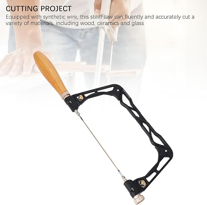 Luqeeg Coping Saw Kit, Woodworking U Shaped Aluminum Curved Hand Saw with Wooden Handle for Ceramics Wood PVC