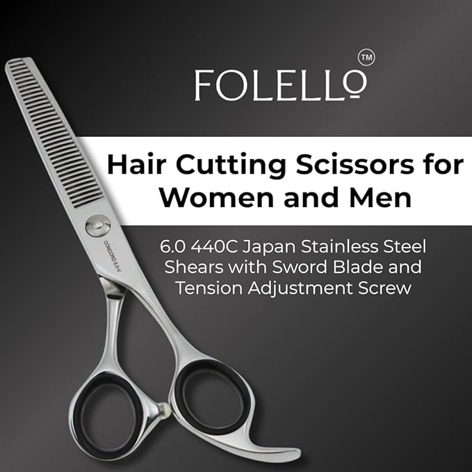 Hair Cutting Scissors for Women and Men ??6.0 440C Japan Stainless Steel Shears with Sword Blade and Tension Adjustment Screw ??Salon and Home Use
