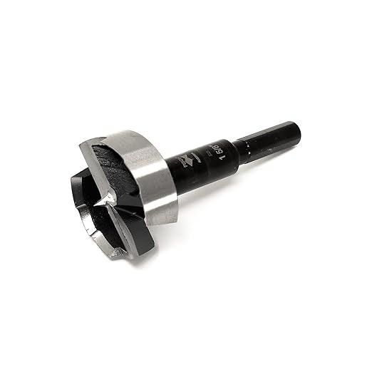Fisch Black Shark Forged Steel Forstner Drill Bit for Woodworking, Precision Wave Design, Clean Cuts in Hardwoods, MDF, and Plywood, FSA-365846, Made in Austria (1-5/8 inches)