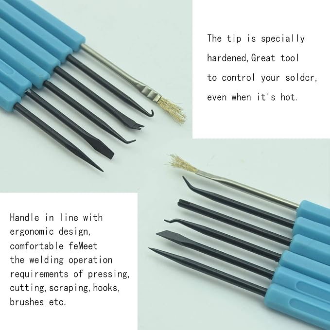 Professional welding auxiliary tools 6 double-sided repair tools, 2 precision tweezers, soldering iron accessories DIY accessories, suitable for electronic repair and welding