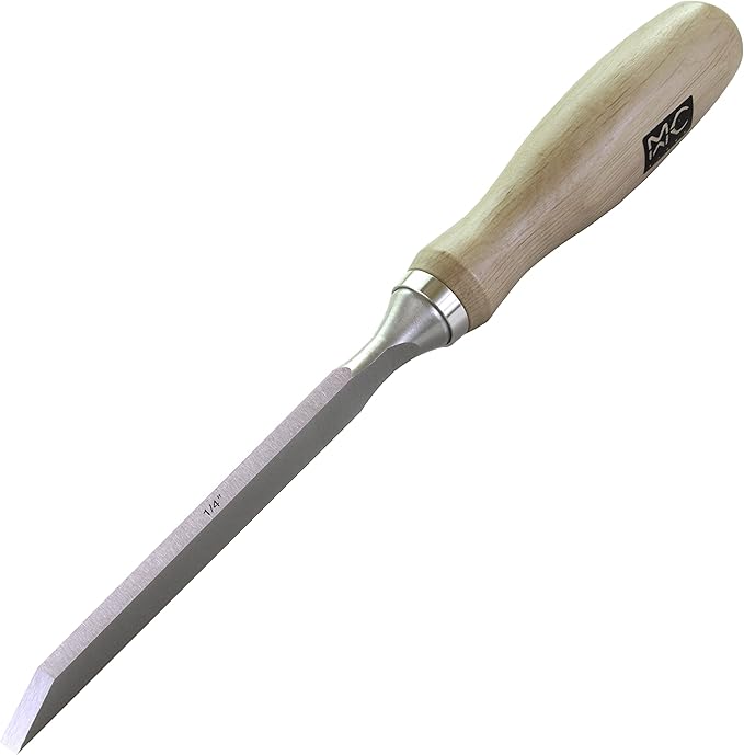 Individual Professional Woodworking Cabinetmakers Mortise Chisel Chrome-Vanadium Steel with Hornbeam Handles for Carpentry, Woodworking, Carving, Size 1/4'
