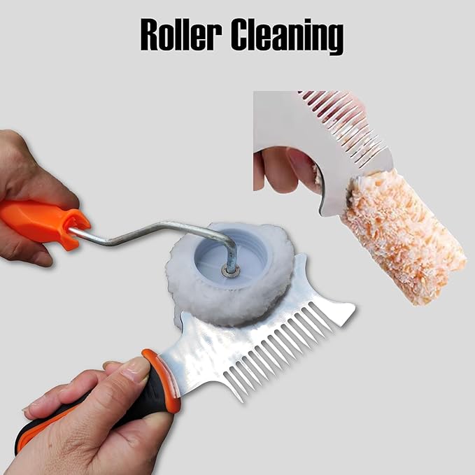 QMARK Paint Roller Cleaner Tool Kit, Paint Brush Comb, 4 in 1 Painter Tool, Soft Brass Wire Bristles