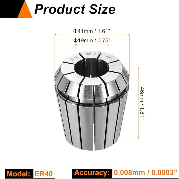 HARFINGTON Spring Collet Chuck ER40 19mm 65Mn Spring Steel Precision Router Collets for CNC Engraving Milling Lathe Tool