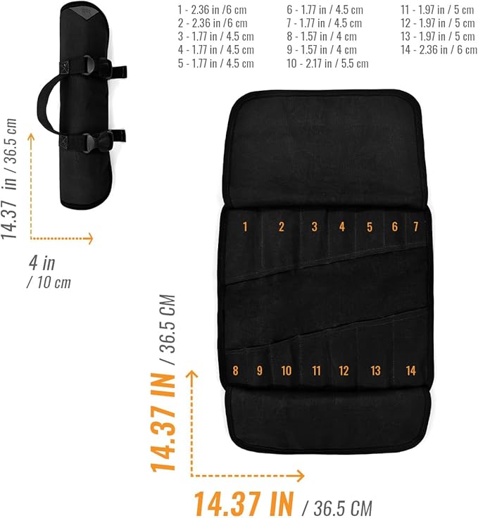 Under NY Sky Tool Roll Organizer, Heavy-Duty Wrench Bag, Portable Hand Tool Pouch for Mechanics, Electricians, and Hand Tools