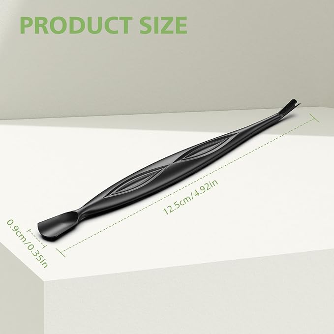 BALUCA 2-in-1 Cuticle Pusher & Trimmer with Fork ??Professional Stainless Steel Nail Cuticle Remover Tool for Pain-Free Manicure & Pedicure ??Durable Metal Cuticle Nippers and Scraper, Black