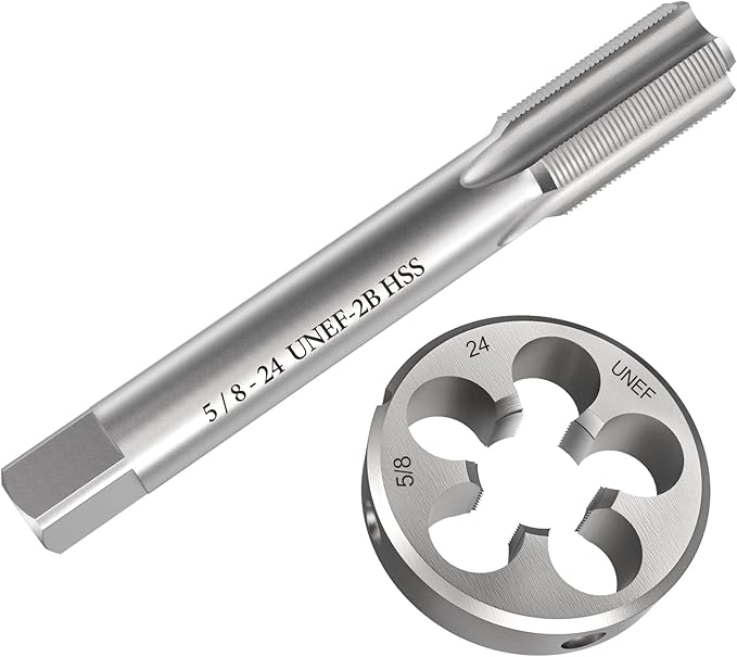 S-Union New 5/8"-24 UNEF Tap and Die Set, UNEF Machine Thread Right Hand Tap and UNEF Round Thread Die