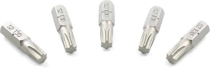 TEMO 50 pc T30 Torx 6 Point Impact Ready 1 Inch Long Screwdriver Insert Bits Hex Shank with Quick Release Slot