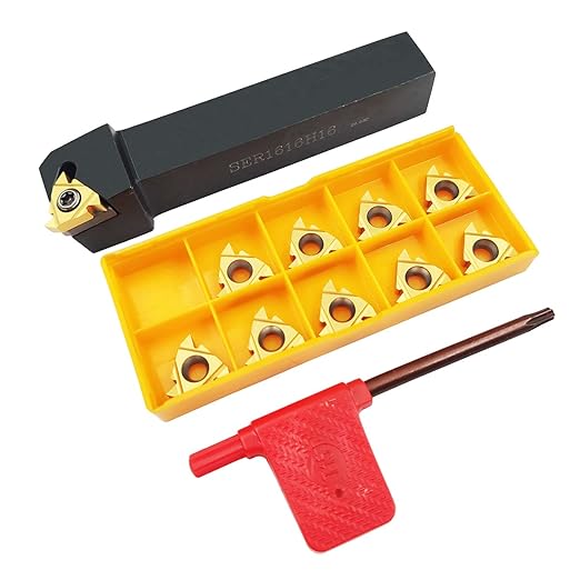 ASZLBYM 5/8" 3/4" Lathe Tool Threading Insert Turning Tool Holder SER1616H16 SER2020K16 SER2525M16 with Indexable Threading Turning Insert 16ER AG60 Cutting Insert Blade (5/8" (16 * 16mm))