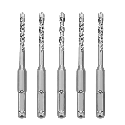 5 Pack 1/4 in x 6.3 in (6 x 160mm) SDS Plus Rotary Hammer Drill Bit, Concrete Drill Bit,Masonry Drill Bit for Concrete, Brick and Cement,160mm Length (1/4 inch (6mm))