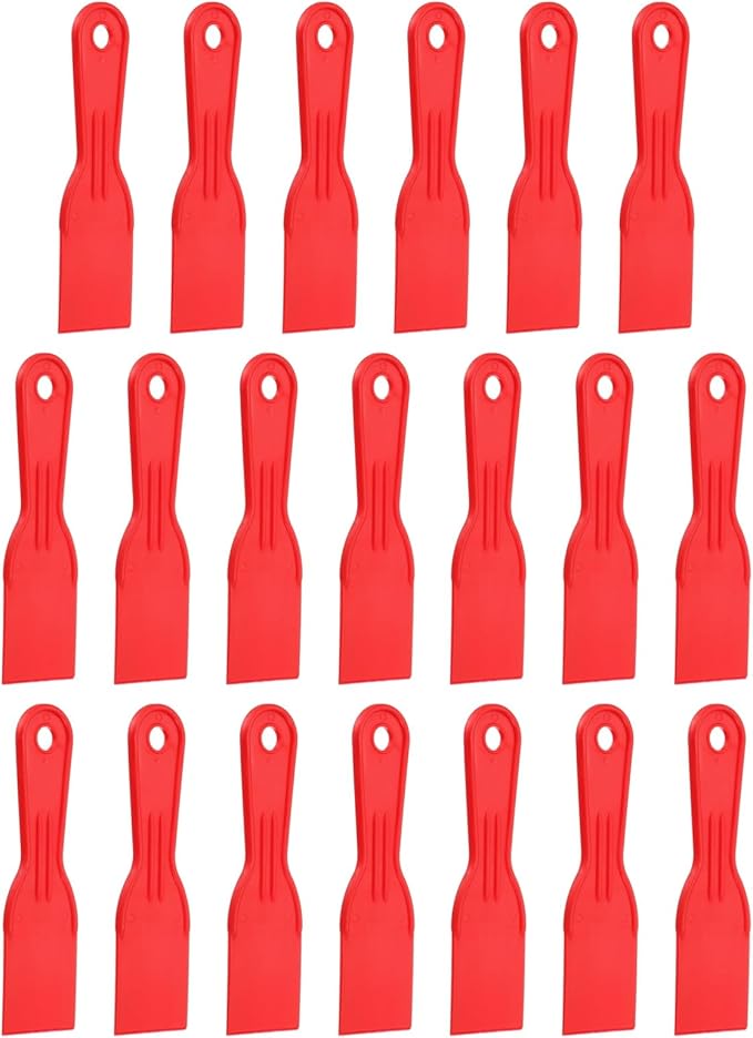 HARFINGTON 20pcs Putty Knife Scraper 2" Width Flexible Plastic Putty Knife Paint Scraper Tool for Taping Drywall Spreading Painting Wall Scratching Red