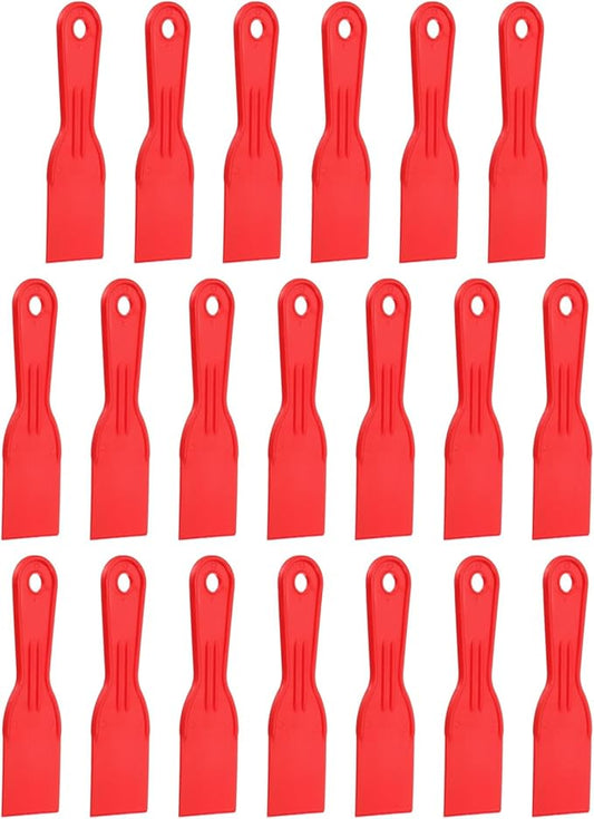 HARFINGTON 20pcs Putty Knife Scraper 2" Width Flexible Plastic Putty Knife Paint Scraper Tool for Taping Drywall Spreading Painting Wall Scratching Red