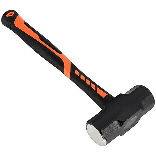 2 Pack 4 lb Small Sledge Hammer, 4 Pound Mini Sledge Hammer, Steel Head and 12 Inch Long Shock-Resistant Fiberglass Handle, Heavy Duty Stoning Hammer Club Hammer