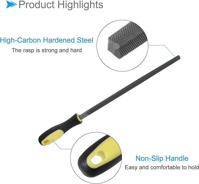 Square File, | 10 Inch File Length |, High Carbon Steel Medium Cut File Hand Rasp with Anti-Slip Grip Handle - (Applications: for Shaping Metal Wood Plastic), 2-Pieces
