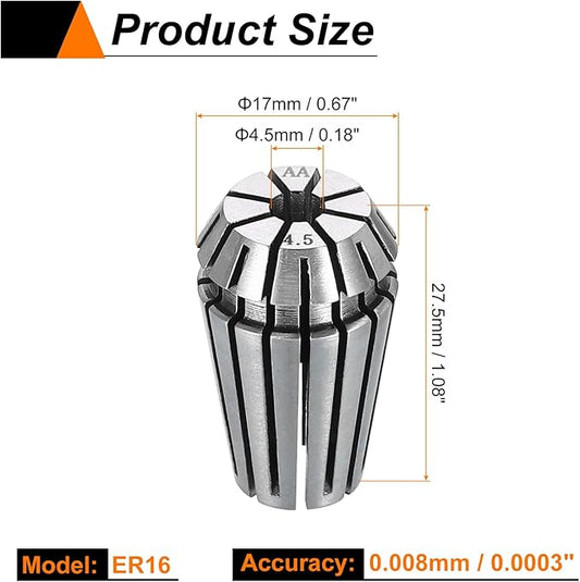 HARFINGTON Spring Collet Chuck ER16 4.5mm 65Mn Spring Steel Precision Router Collets for CNC Engraving Milling Lathe Tool