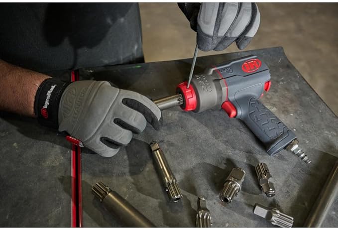 Ingersoll Rand 2236QTIMAX-2 DXS2 1/2" Air Impact Wrench, 2" Extended Anvil, Quiet, 1500 ft-lb Torque, Titanium Hammercase, Friction Ring Retainer, Pistol, Interchangeable Anvil, Multi-functional Tool
