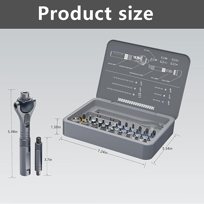 1/4-Inch Drive Ratchet Screwdriver Set, 40 in 1 Precision Bit Set, 9-Piece Socket Set, Alloy Steel, Ergonomic Handle for Electronics & DIY