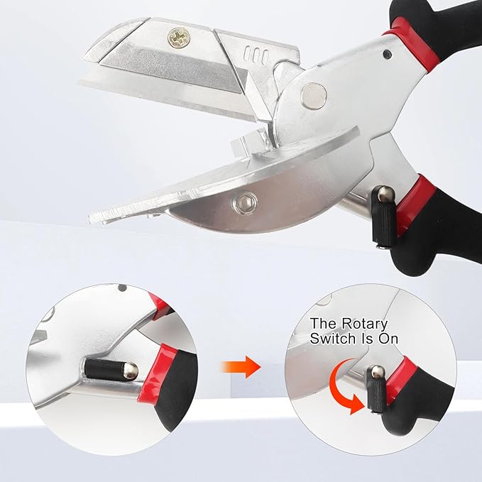 Miter Shears for Wood Trim Molding, Multi Angle 45-135째 Adjustable Angle Scissors Trim Shears Tools with 20 Replacement Blades & Screwdriver for Cutting Soft Wood, Plastic, PVC, Moulding Trim