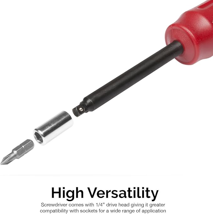 NEIKO 10573B 1/4??Torque Screwdriver Set, 20 Hex Bits, 10 to 50 In-Lbs, Long Shank Screwdriver Torque Wrench, Adjustable Inch-Pound Torque Screwdriver for HVAC and Gunsmiths