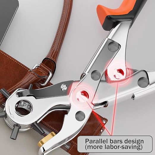 Leather Punch Tool for Belts - Leather Hole Punch Tool, Belt Hole Puncher for Leatheres, Belts, Watch, Handbag. Punches Plier for Diameter: 4.5/4/ 3.5/3/ 2.5/ 2mm.
