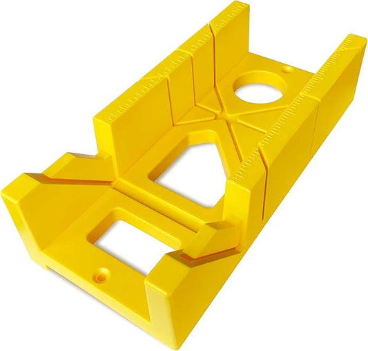 12 Inch Heavy Duty Mitre Box Cuts both 45 degree and 90 degree Miter Angles for Accurate Cutting, Impact-Resistant ABS plastic Miter Box for DIYer, Woodworker, Woodcarver, Carpenter, Yellow