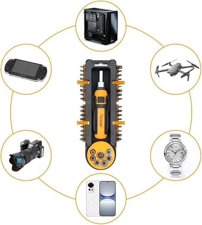 Hoteche 39Pcs Ratchet Screwdriver Set,DIY Ratchet Screwdriver Set, Multi Bit Magnetic Drive Set with Detachable Ratchet Handle, Portable Compact Repair Tool Kit for Furniture Computer Bicycle Gray