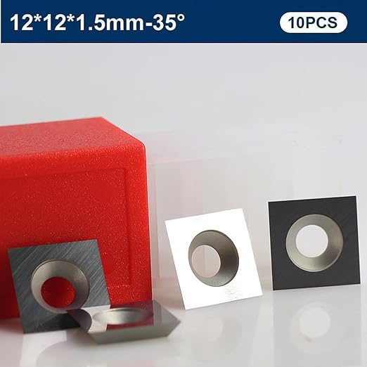 10PCS 12x12x1.5mm(Thickness) Carbide Inserts Cutters for Slab Flattening Router Bit, 4-Cutting Edge(Reversible), Standard Square Replacement Blade for Surfacing Router bit