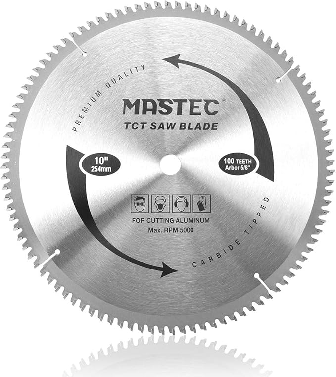 10-Inch 100T Carbide Tooth TCG for Aluminum Saw Blade with 5/8-Inch Arbor