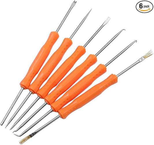 Maxmoral 6PCS 180mm Orange Stainless Steel Double Sided Welding Aid Repair Tool Circuit Board Repair Tweezers for Electronic Maintenance