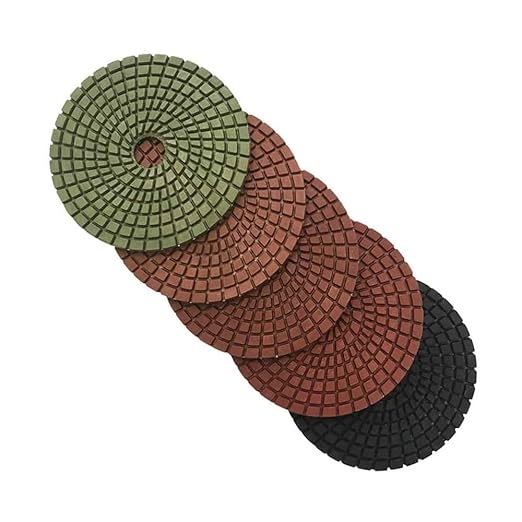 4" Wet Countertop Polishing Pads Set - #50 100 200 400 800 Set - for Stone and Concrete Polishing