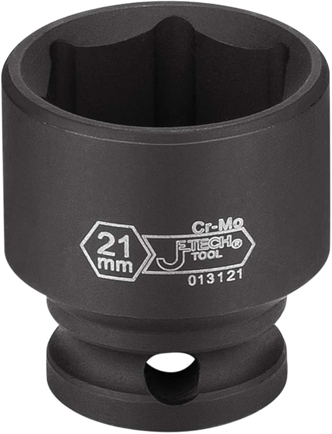 Jetech 3/8 Inch Drive 21mm Standard Impact Socket, Made with Chrome Molybdenum Alloy Steel, Heat Treated, 6-Point Design, Metric