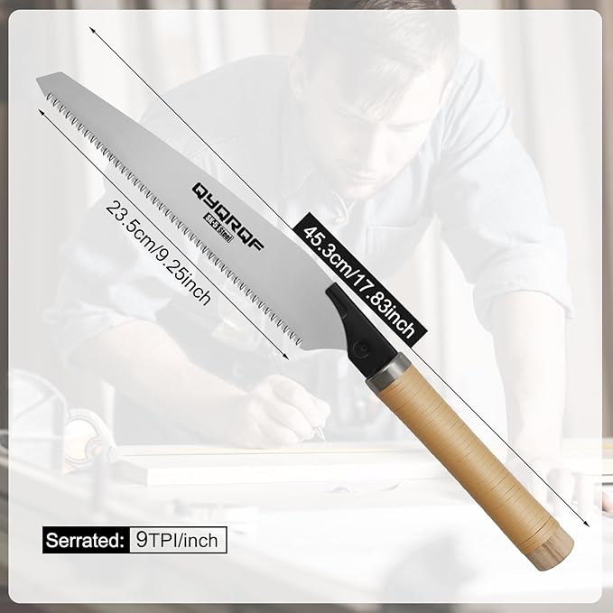 Japanese Hand Saw, 10 Inch Pull Saw 9 TPI with Detachable Blade Wood Saw for Woodworking Gardening (Style A)