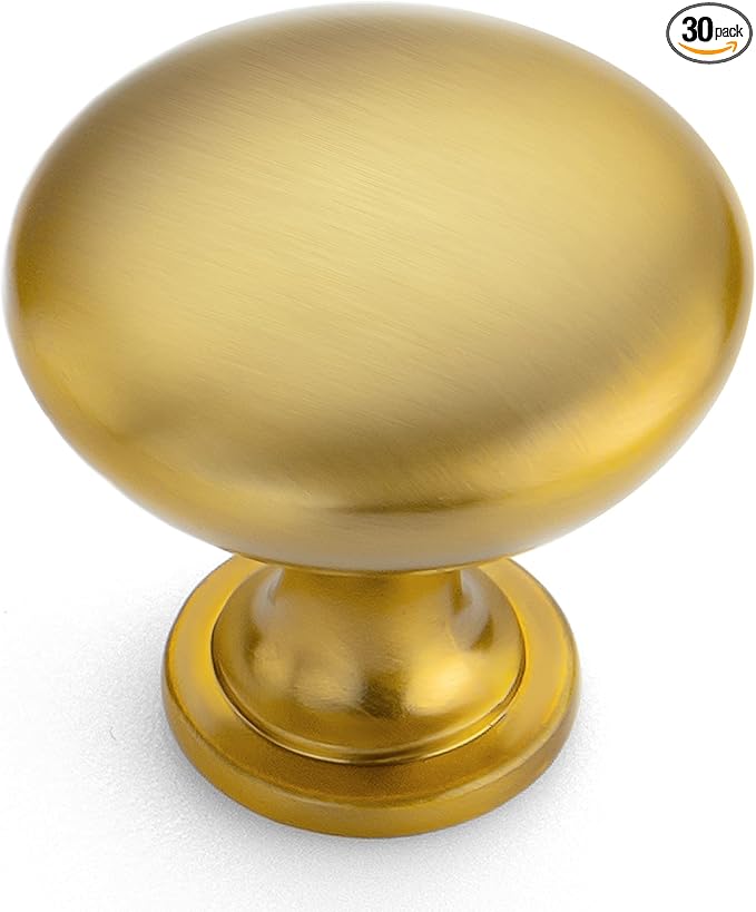 Ravinte 30 Pack Cabinet Hardware - Brushed Brass Zinc Knobs and Drawer Pulls For Cabinets, Dressers, and Drawers