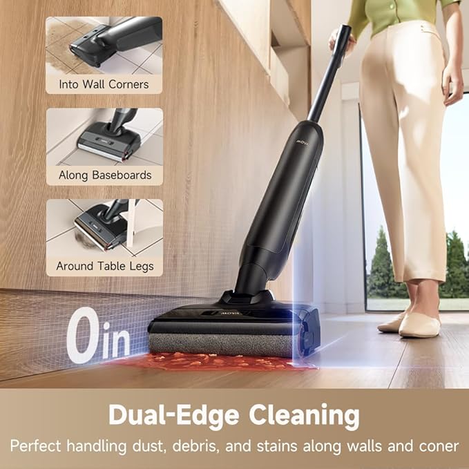 MOVA M10 Cordless Wet Dry Vacuum Cleaner 180째 Lie-Flat Smart Vacuum Mop All in One for Hard Floor, 167째F Flashdry Self-Cleaning, Zero inch Dual-Edge Cleaning, 18000Pa Suction, Zero-Tangle for Pet Hair