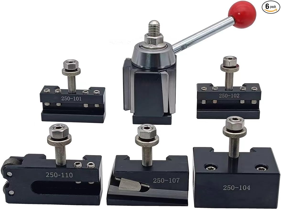 6PCS Wedge Type AXA Quick Change Tool Post With Tool Holders For Lathe Swing Dia 6-12",250-111 (AXA-6PCS)