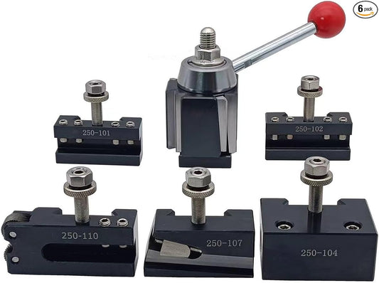 6PCS Wedge Type AXA Quick Change Tool Post With Tool Holders For Lathe Swing Dia 6-12",250-111 (AXA-6PCS)