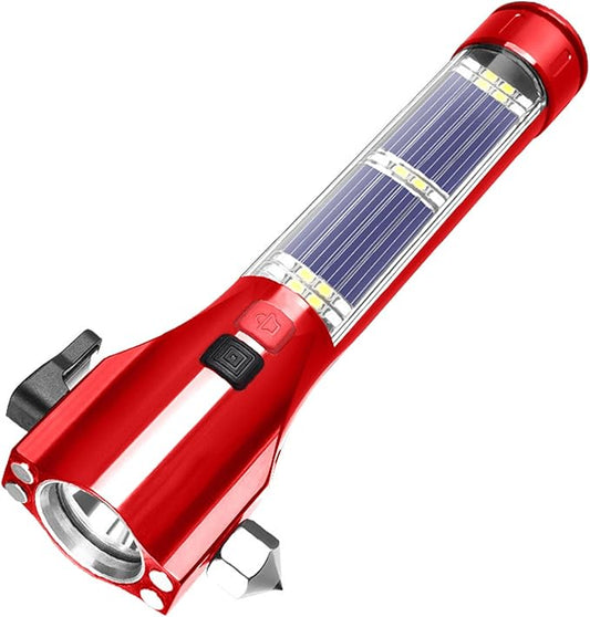 Car Glass Breaker Hammer with Flashlight, Multi-Function Rechargeable Emergency Escape tools with Window Breaker and Seatbelt Cutters,Bright Solar Torch竊?RescueAlarm Rescue, Strobe SOS Beacon