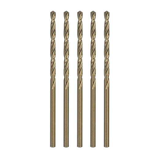 3/32 Inch Cobalt Drill Bit Set 5pcs for Metal, Steel, Hard Metal, Cast Iron (3/32 x 2-1/4")