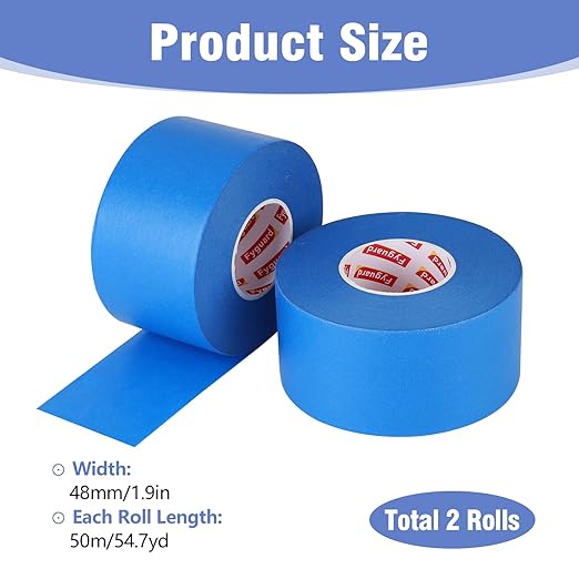 2 Roll Painters Tape 1.89In 횞 55Yard Blue Painters Tape Bulk Multi-Surface Blue Masking Tape for Wall Painting Edge Treatment DIY Crafts