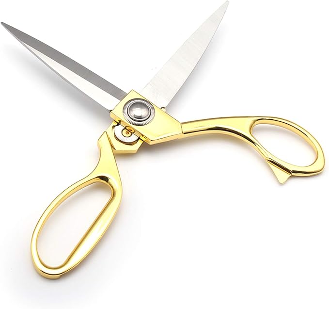 Gold 8" Sharp Tailor Scissors - Fabric, Leather & Clothing Scissors - Stainless Steel Professional Heavy Duty Dressmaking Shears