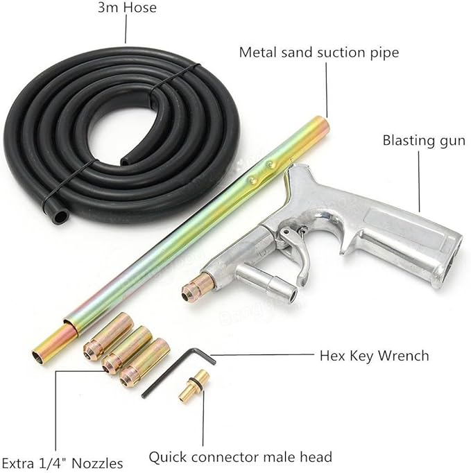 Sand Blaster Gun Kit,Sandblaster Gun for Sandblasting Cabinet Machine Abrasive Blaster with Ceramic Nozzle,Siphon Feed