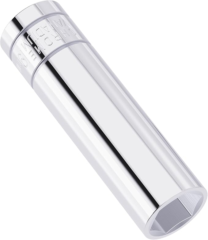 19mm(3/4-Inch) Deep Socket, 1/2 Inch Drive, 6-Point, Metric, Heat Treated CR-V Steel Sockets, Full Polishing, 3.1 Inch Length