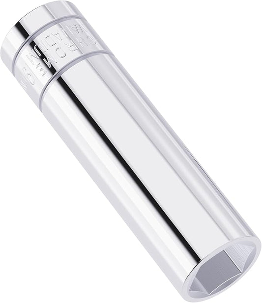19mm(3/4-Inch) Deep Socket, 1/2 Inch Drive, 6-Point, Metric, Heat Treated CR-V Steel Sockets, Full Polishing, 3.1 Inch Length