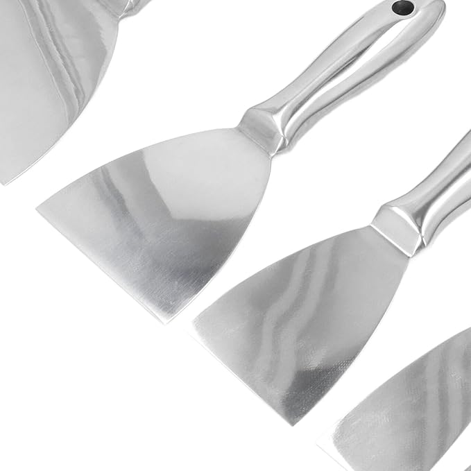 Drywall Repair & Wallpaper Removal Putty Knife Set 7-Piece Stainless Steel Hand Scraper Tool Kit for Applying Putty Plaster DIY Home Renovation Projects