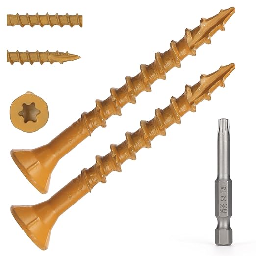 Wood Screws #8 x 1-5/8?쇺? T25 Star Torx Drive Flat Head Deck Screws, Tan, 154Pcs (1lb)